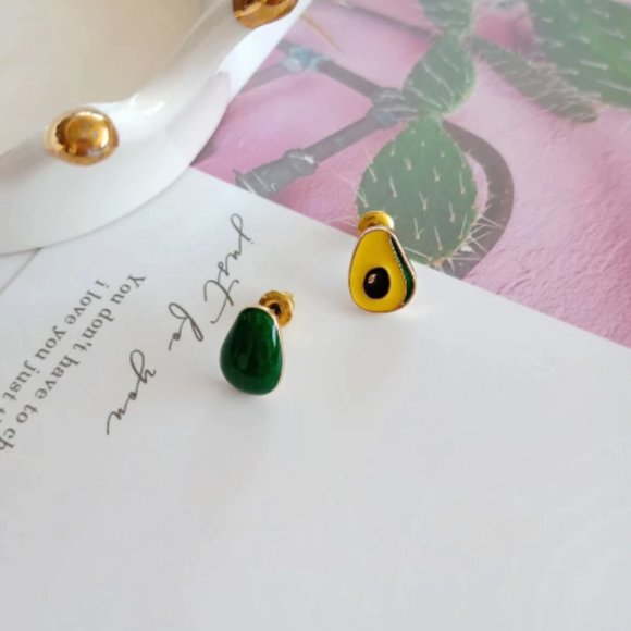 🍏50% OFF/3+...Asymmetrical Avocado Stud Earrings - Picture 4 of 7
